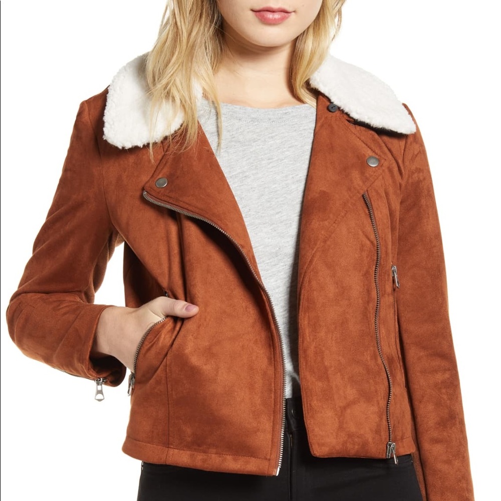 FrenchConnection Amaranta Faux Shearling Moto Jack